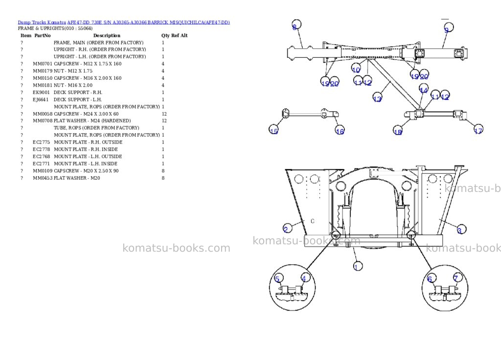 Komatsu afe47-dd 730e s/n a30365-a30366 barrick misquichilca Parts catalog cover Page 5