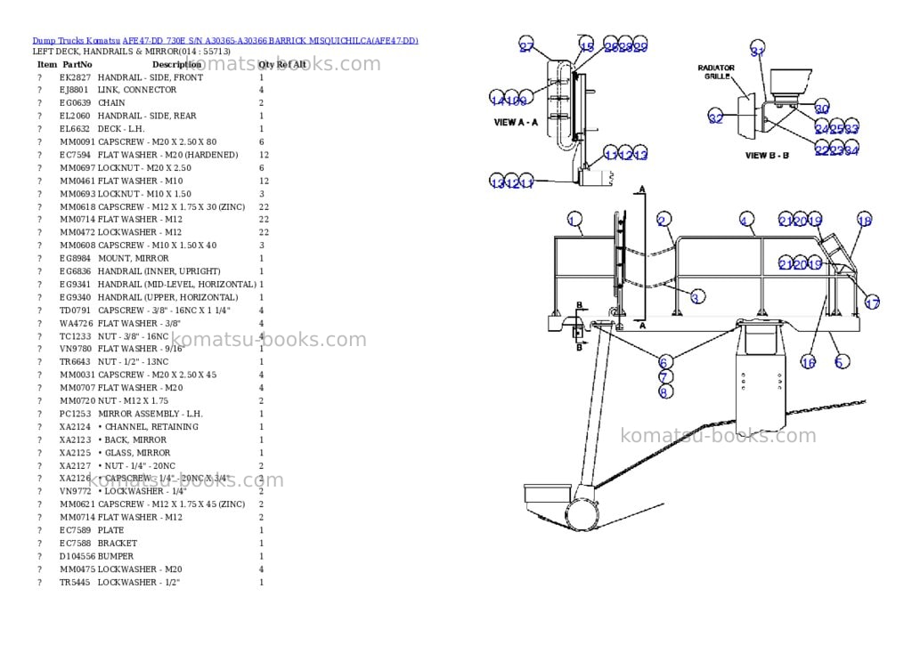 Komatsu afe47-dd 730e s/n a30365-a30366 barrick misquichilca Parts catalog cover Page 7
