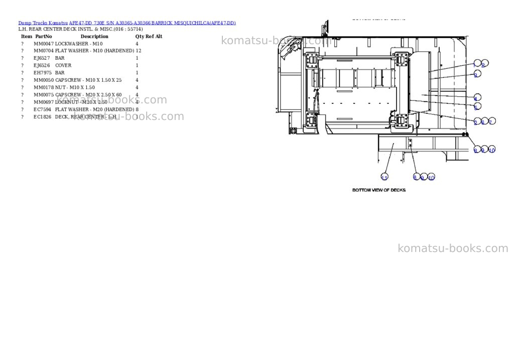 Komatsu afe47-dd 730e s/n a30365-a30366 barrick misquichilca Parts catalog cover Page 8