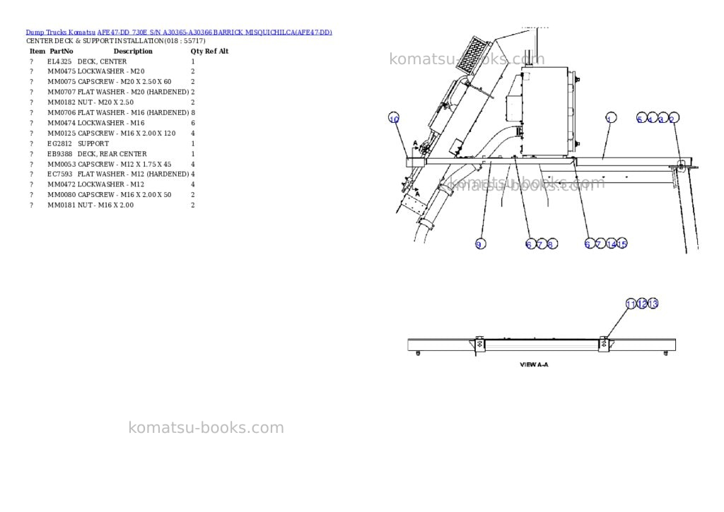Komatsu afe47-dd 730e s/n a30365-a30366 barrick misquichilca Parts catalog cover Page 9