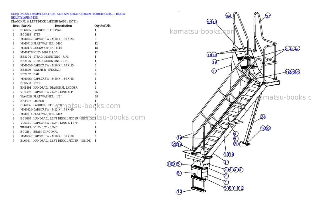 Komatsu afe47-de 730e s/n a30367-a30369 peabody coal - black beauty Parts catalog cover Page 10