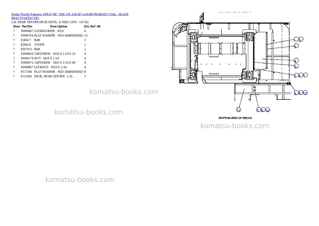 Komatsu afe47-de 730e s/n a30367-a30369 peabody coal - black beauty Parts catalog cover Page 8