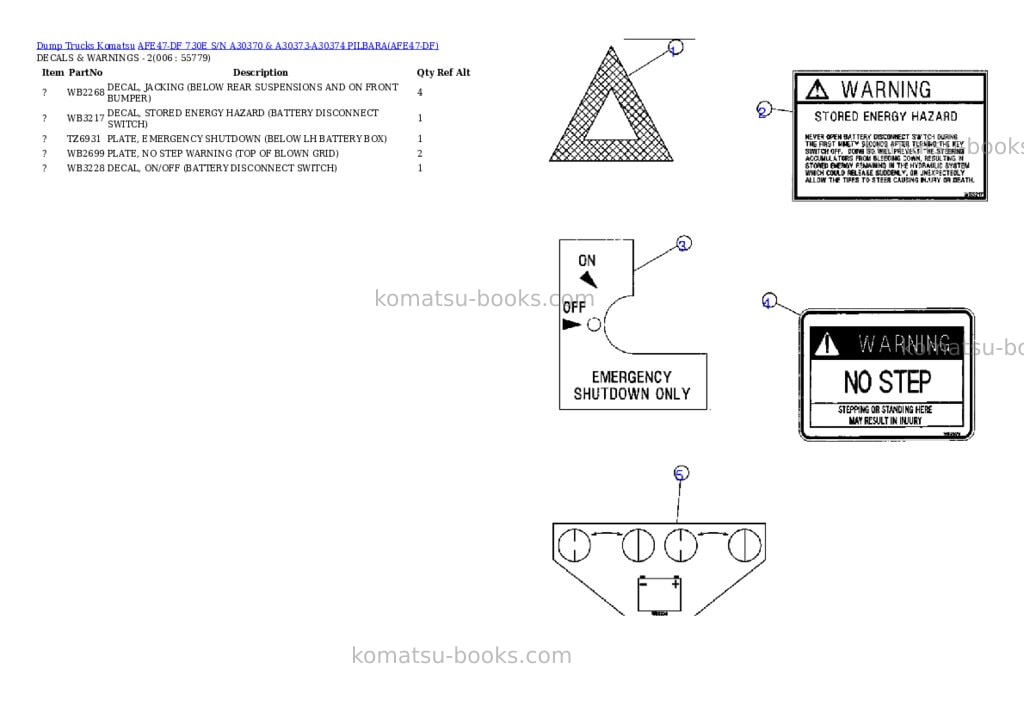 Komatsu afe47-df 730e s/n a30370 & a30373-a30374 pilbara Parts catalog cover Page 3