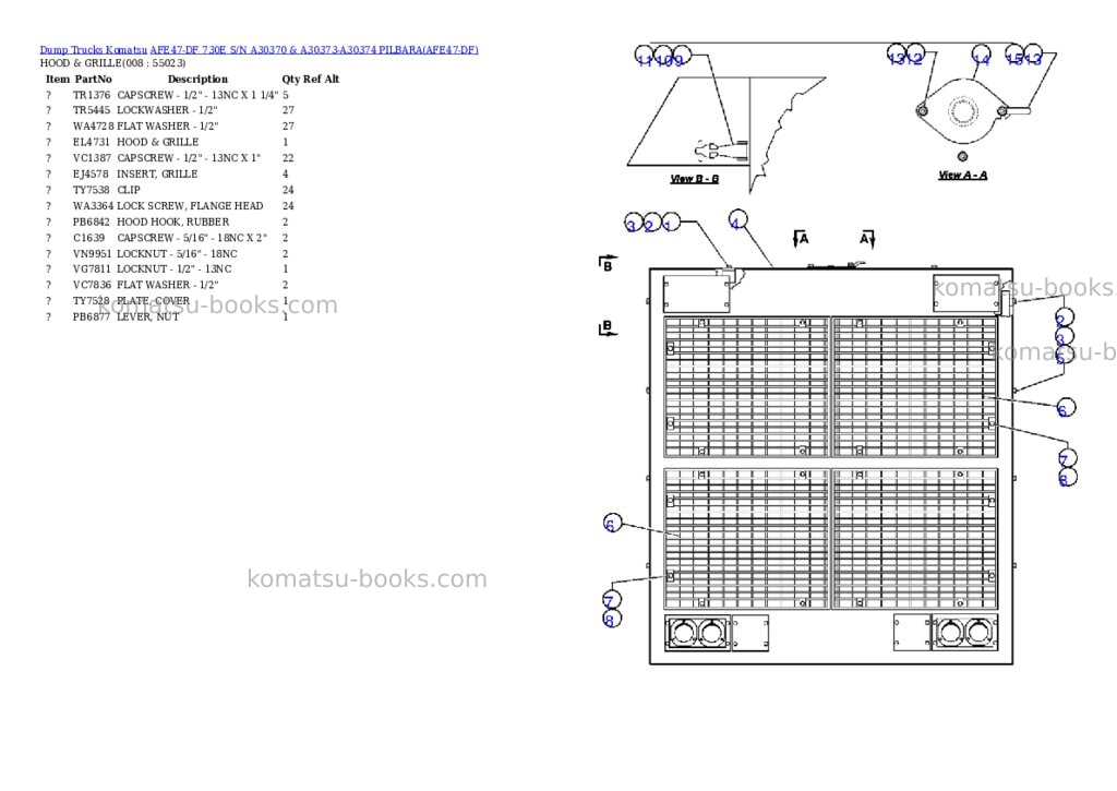 Komatsu afe47-df 730e s/n a30370 & a30373-a30374 pilbara Parts catalog cover Page 4