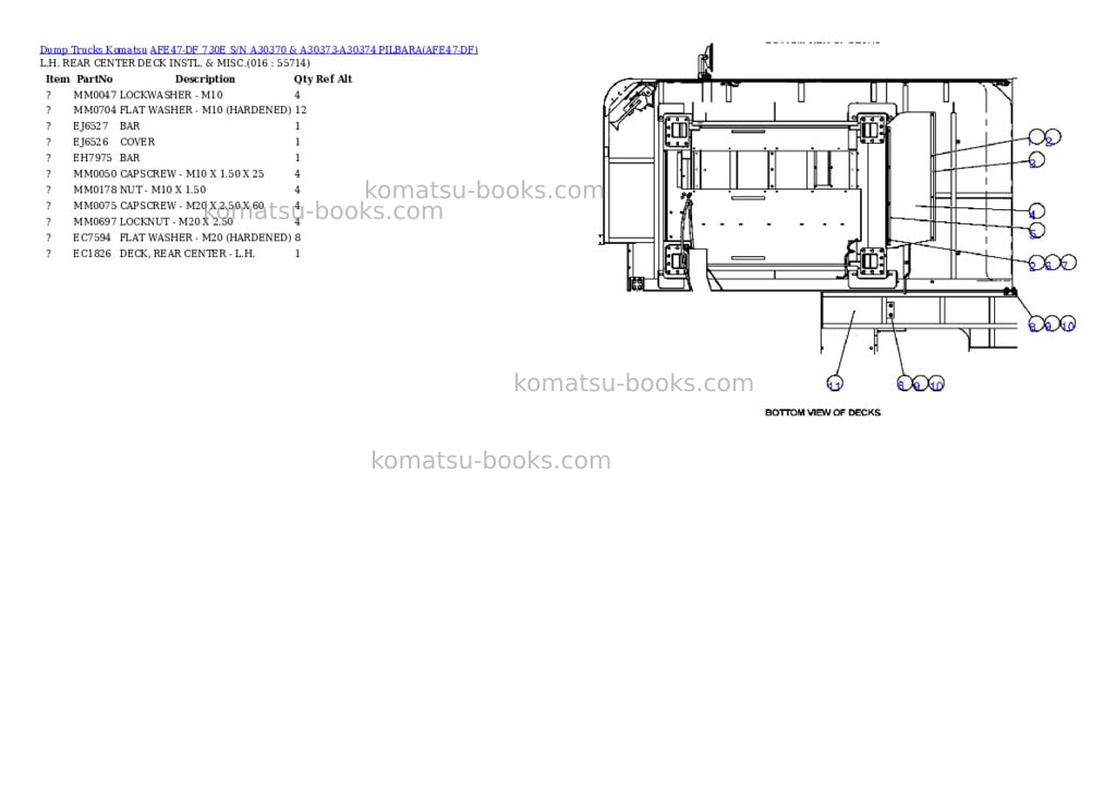 Komatsu afe47-df 730e s/n a30370 & a30373-a30374 pilbara Parts catalog cover Page 8