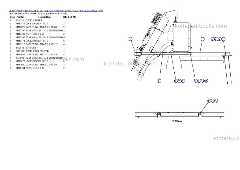 Komatsu afe47-df 730e s/n a30370 & a30373-a30374 pilbara Parts catalog cover Page 9