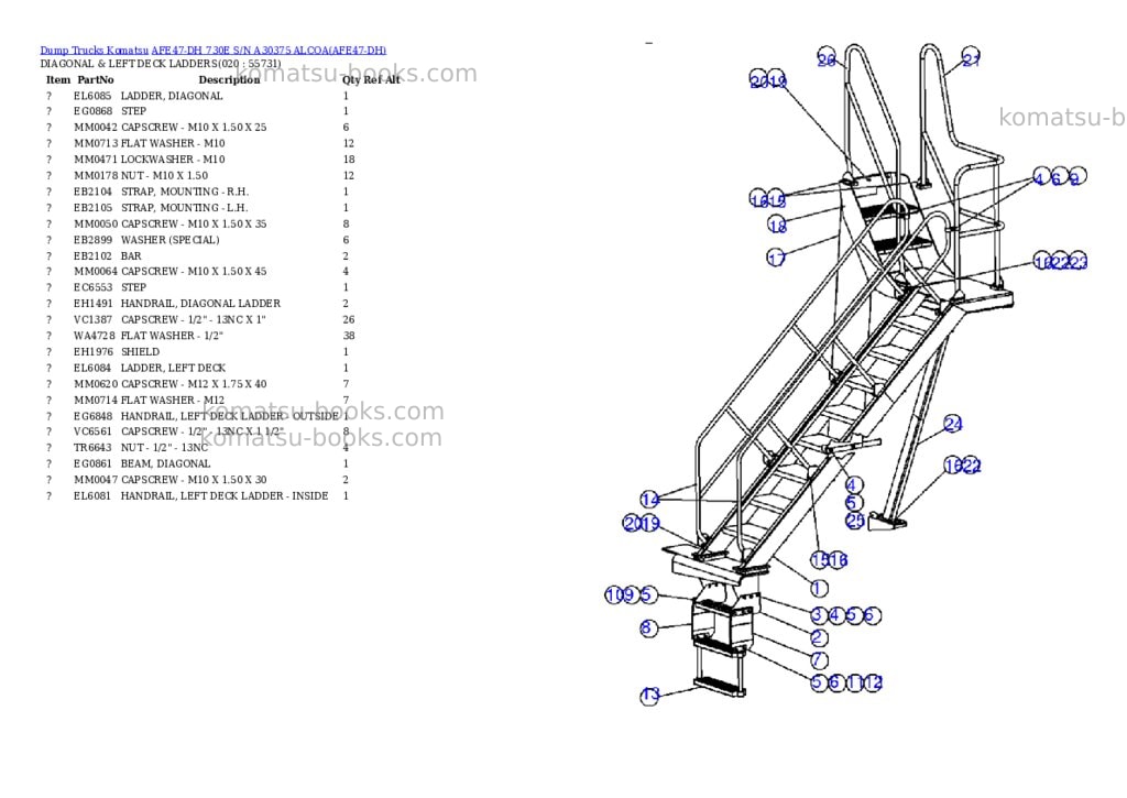 Komatsu afe47-dh 730e s/n a30375 alcoa Parts catalog cover Page 10 Komatsu afe47-dh 730e s/n a30375 alcoa Parts catalog cover Page 10
