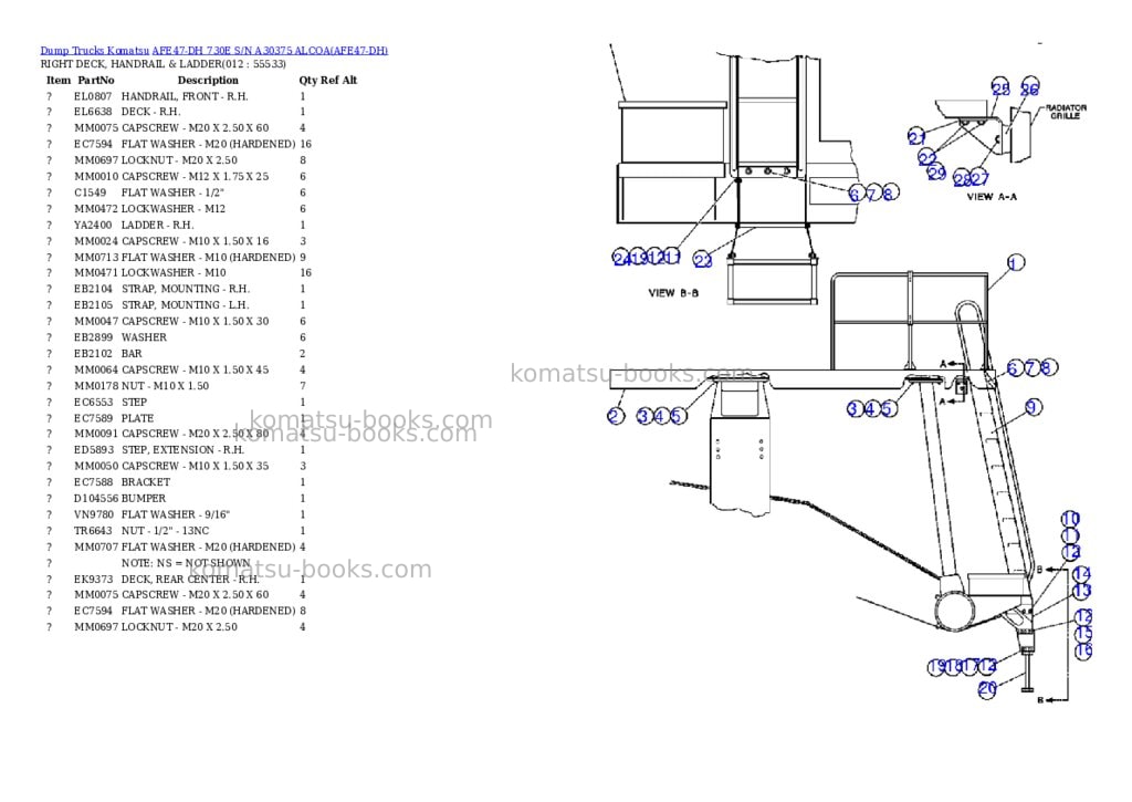 Komatsu afe47-dh 730e s/n a30375 alcoa Parts catalog cover Page 6 Komatsu afe47-dh 730e s/n a30375 alcoa Parts catalog cover Page 6
