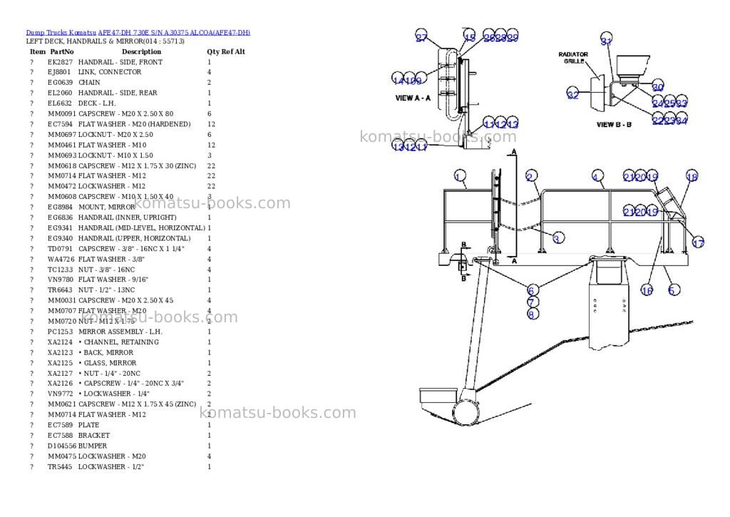 Komatsu afe47-dh 730e s/n a30375 alcoa Parts catalog cover Page 7 Komatsu afe47-dh 730e s/n a30375 alcoa Parts catalog cover Page 7