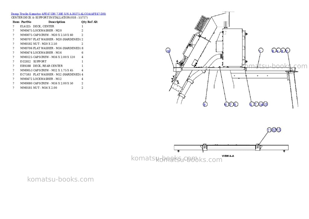 Komatsu afe47-dh 730e s/n a30375 alcoa Parts catalog cover Page 9 Komatsu afe47-dh 730e s/n a30375 alcoa Parts catalog cover Page 9