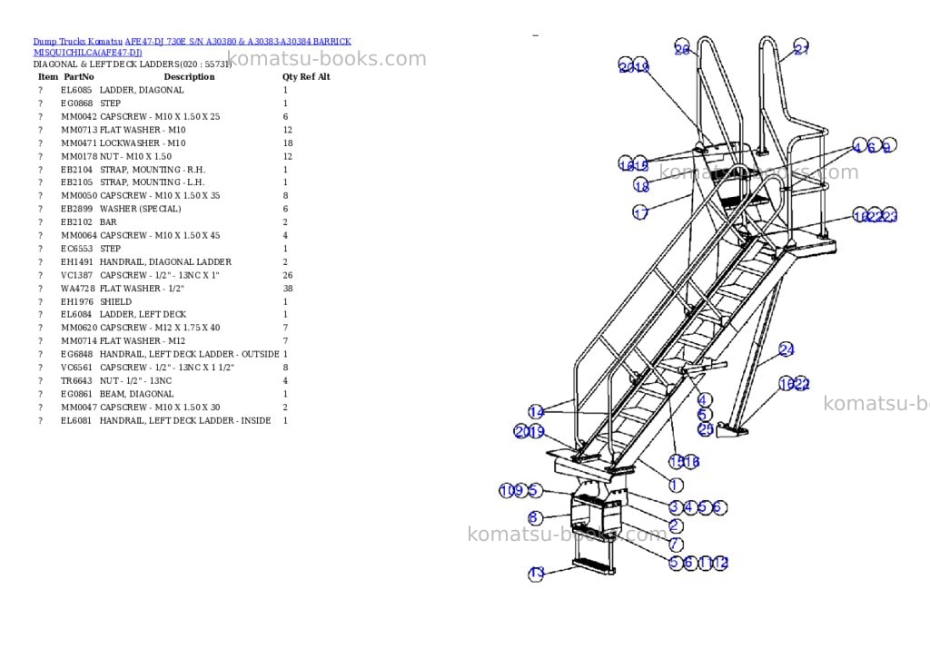 Komatsu afe47-dj 730e s/n a30380 & a30383-a30384 barrick misquichilca Parts catalog cover Page 10