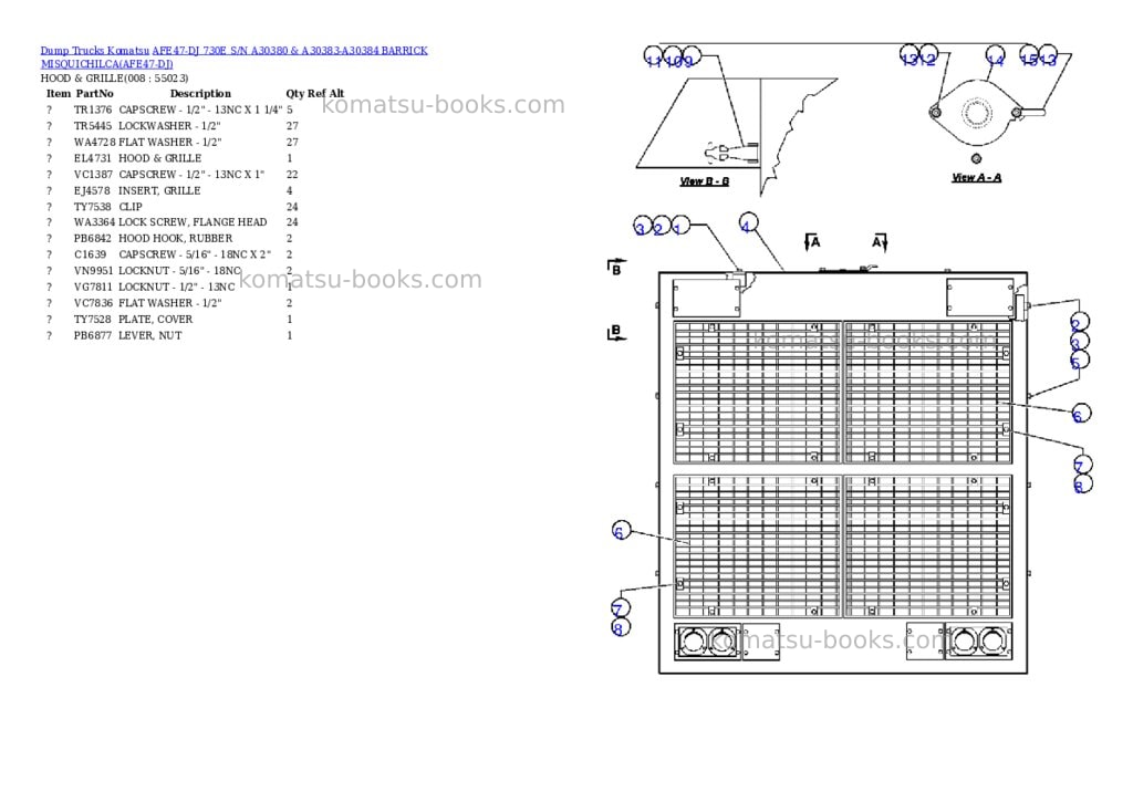Komatsu afe47-dj 730e s/n a30380 & a30383-a30384 barrick misquichilca Parts catalog cover Page 4