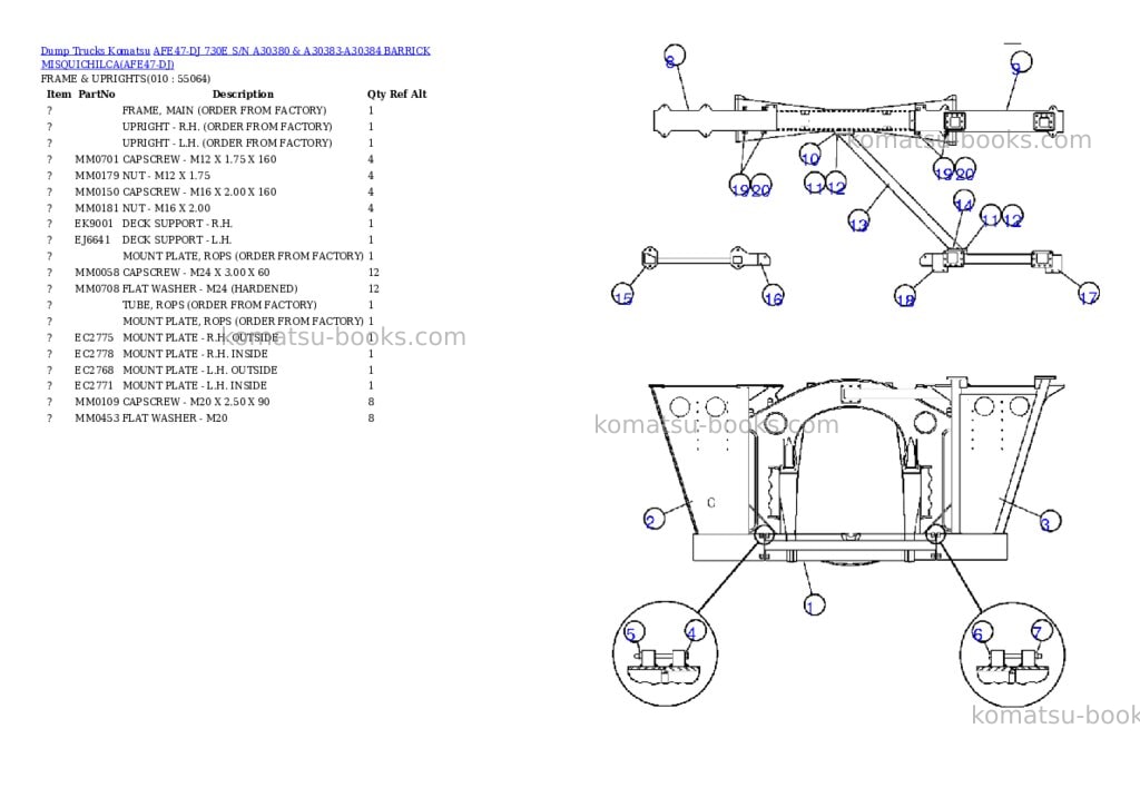 Komatsu afe47-dj 730e s/n a30380 & a30383-a30384 barrick misquichilca Parts catalog cover Page 5