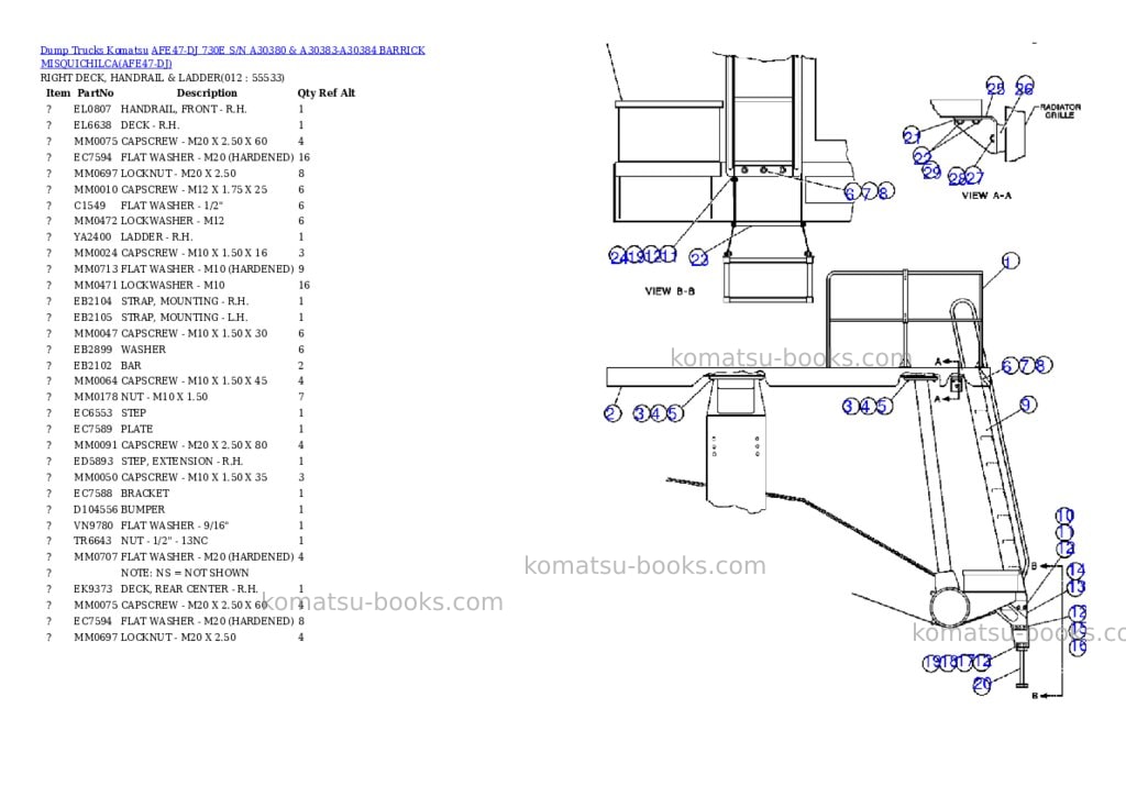 Komatsu afe47-dj 730e s/n a30380 & a30383-a30384 barrick misquichilca Parts catalog cover Page 6