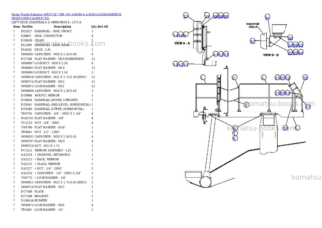 Komatsu afe47-dj 730e s/n a30380 & a30383-a30384 barrick misquichilca Parts catalog cover Page 7