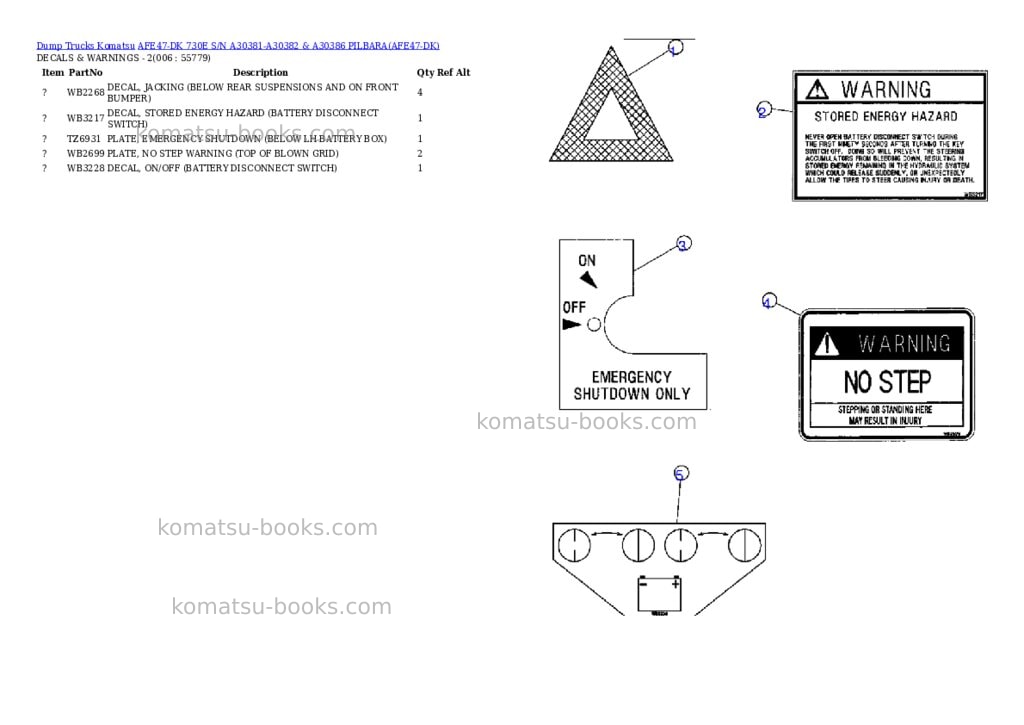 Komatsu afe47-dk 730e s/n a30381-a30382 & a30386 pilbara Parts catalog cover Page 3 Komatsu afe47-dk 730e s/n a30381-a30382 & a30386 pilbara Parts catalog cover Page 3