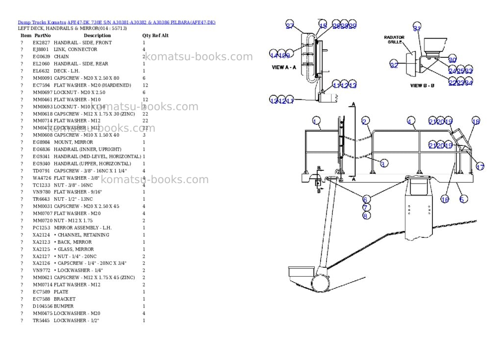 Komatsu afe47-dk 730e s/n a30381-a30382 & a30386 pilbara Parts catalog cover Page 7 Komatsu afe47-dk 730e s/n a30381-a30382 & a30386 pilbara Parts catalog cover Page 7