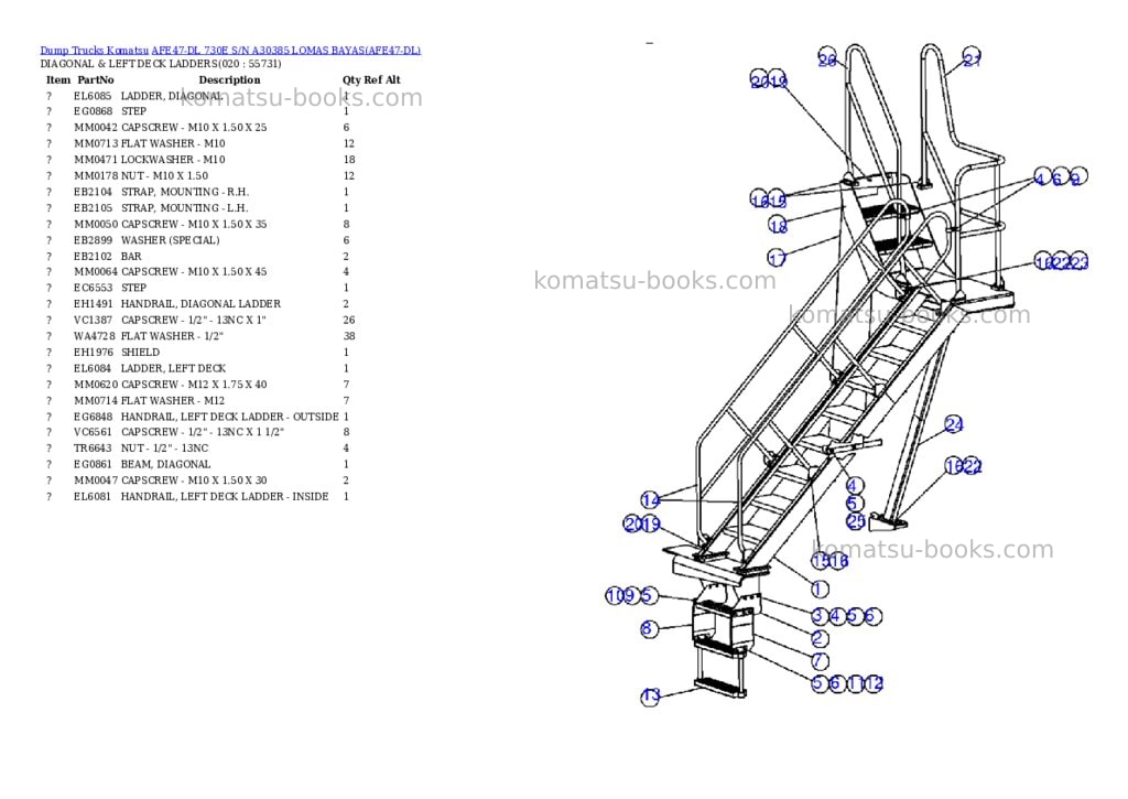 Komatsu afe47-dl 730e s/n a30385 lomas bayas Parts catalog cover Page 10