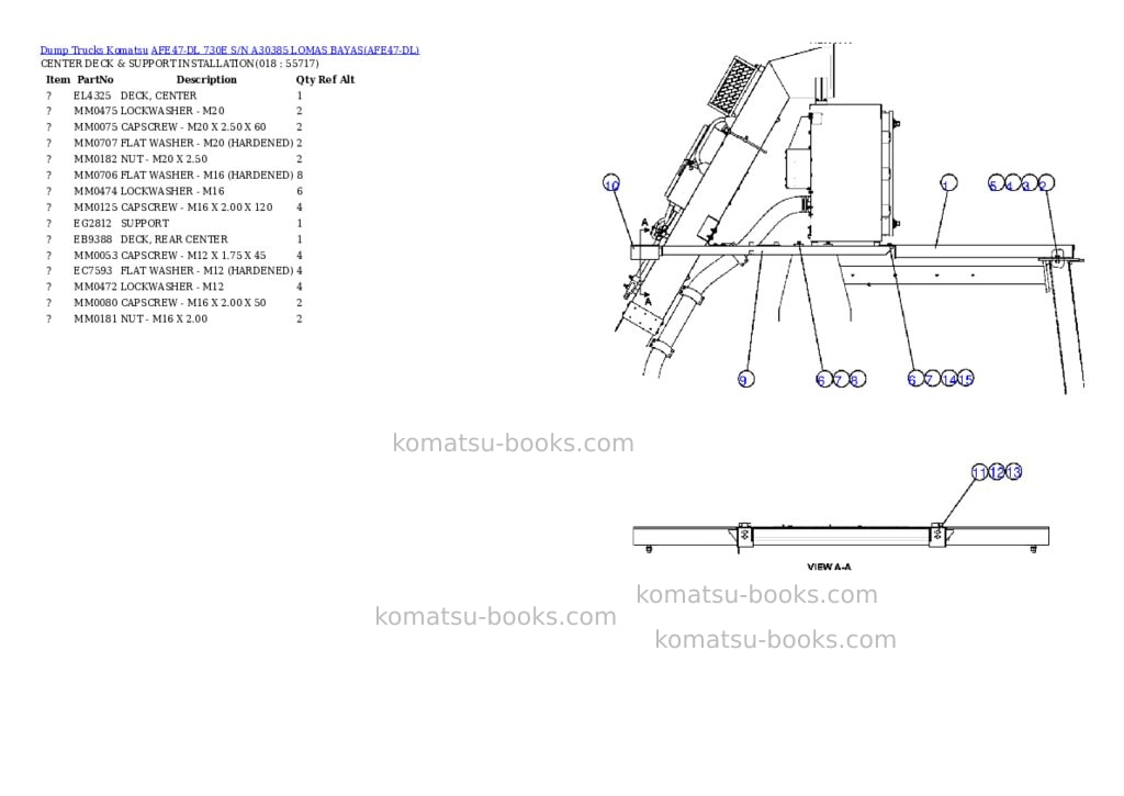 Komatsu afe47-dl 730e s/n a30385 lomas bayas Parts catalog cover Page 9