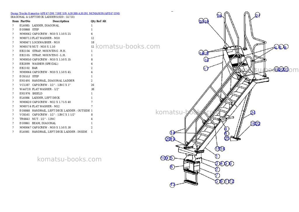 Komatsu afe47-dm 730e s/n a30388-a30391 mcmahon Parts catalog cover Page 10 Komatsu afe47-dm 730e s/n a30388-a30391 mcmahon Parts catalog cover Page 10