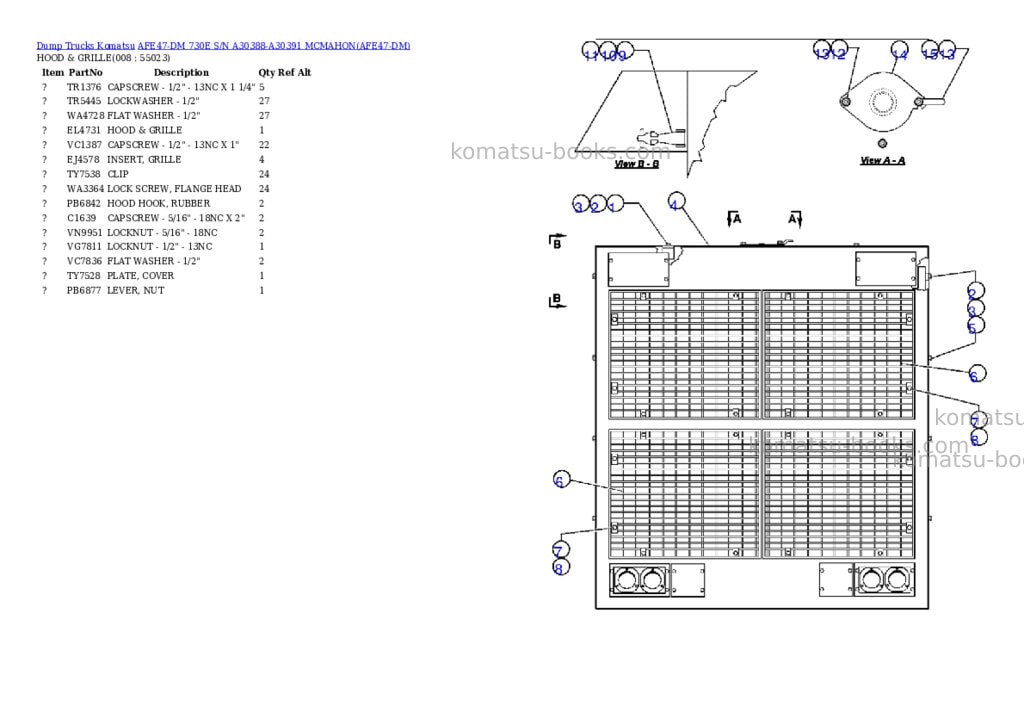 Komatsu afe47-dm 730e s/n a30388-a30391 mcmahon Parts catalog cover Page 4 Komatsu afe47-dm 730e s/n a30388-a30391 mcmahon Parts catalog cover Page 4