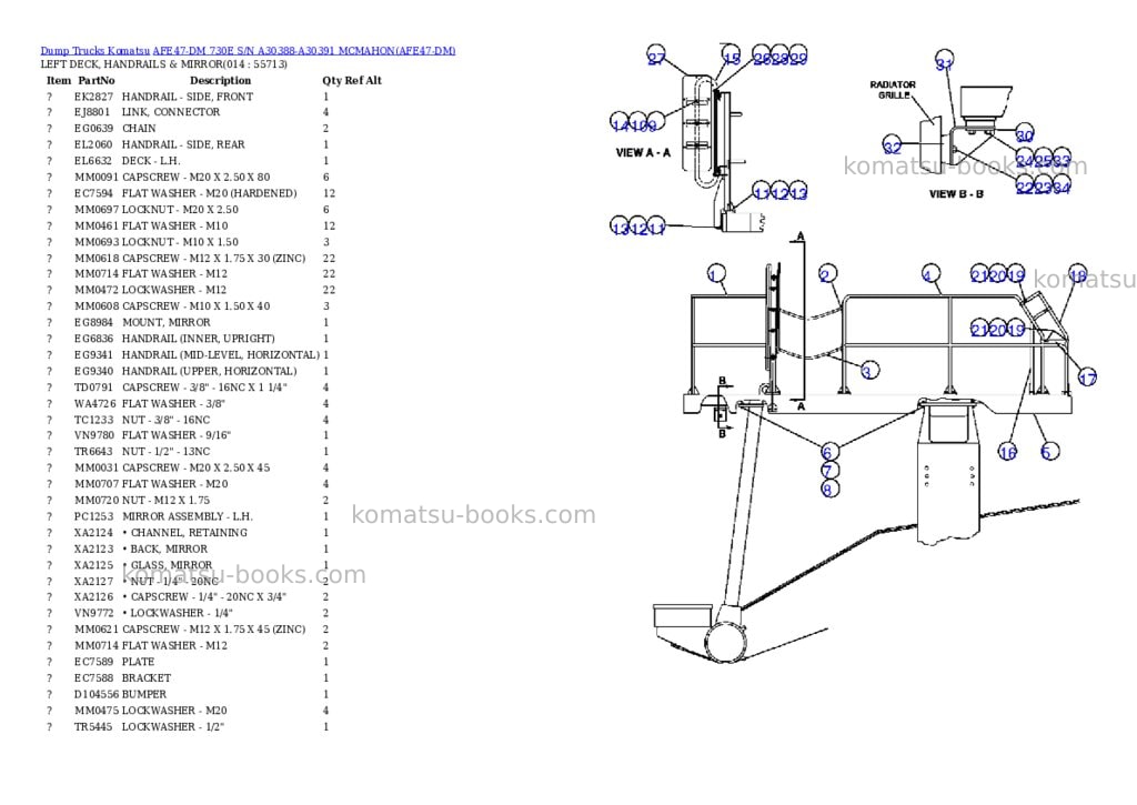 Komatsu afe47-dm 730e s/n a30388-a30391 mcmahon Parts catalog cover Page 7 Komatsu afe47-dm 730e s/n a30388-a30391 mcmahon Parts catalog cover Page 7