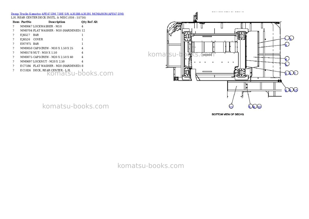 Komatsu afe47-dm 730e s/n a30388-a30391 mcmahon Parts catalog cover Page 8 Komatsu afe47-dm 730e s/n a30388-a30391 mcmahon Parts catalog cover Page 8