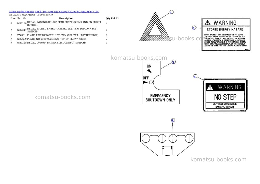 Komatsu afe47-dn 730e s/n a30392-a30393 kumba Parts catalog cover Page 3 Komatsu afe47-dn 730e s/n a30392-a30393 kumba Parts catalog cover Page 3