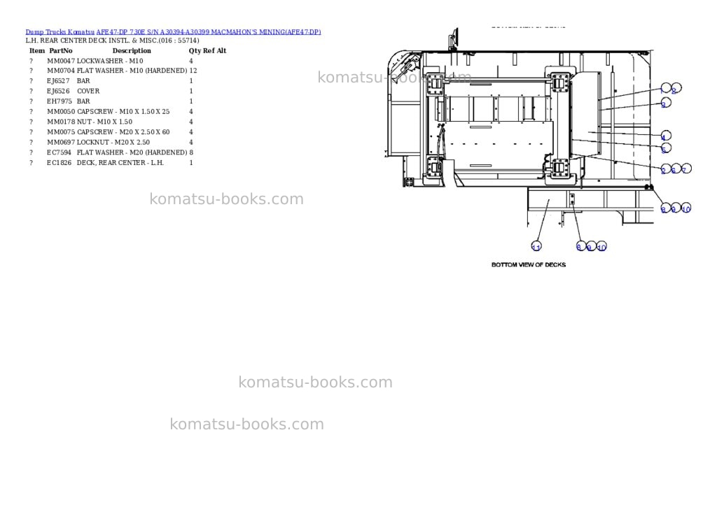 Komatsu AFE47-DP 730E S/N A30394-A30399 MACMAHON'S MINING Parts catalog cover Page 9 Komatsu AFE47-DP 730E S/N A30394-A30399 MACMAHON'S MINING Parts catalog cover Page 9