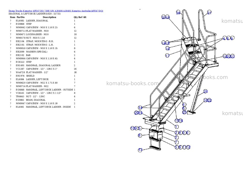 Komatsu afe47-dq 730e s/n a30400-a30401 komatsu australia Parts catalog cover Page 10 Komatsu afe47-dq 730e s/n a30400-a30401 komatsu australia Parts catalog cover Page 10
