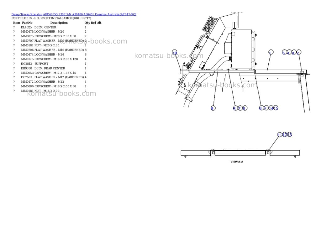 Komatsu afe47-dq 730e s/n a30400-a30401 komatsu australia Parts catalog cover Page 9 Komatsu afe47-dq 730e s/n a30400-a30401 komatsu australia Parts catalog cover Page 9