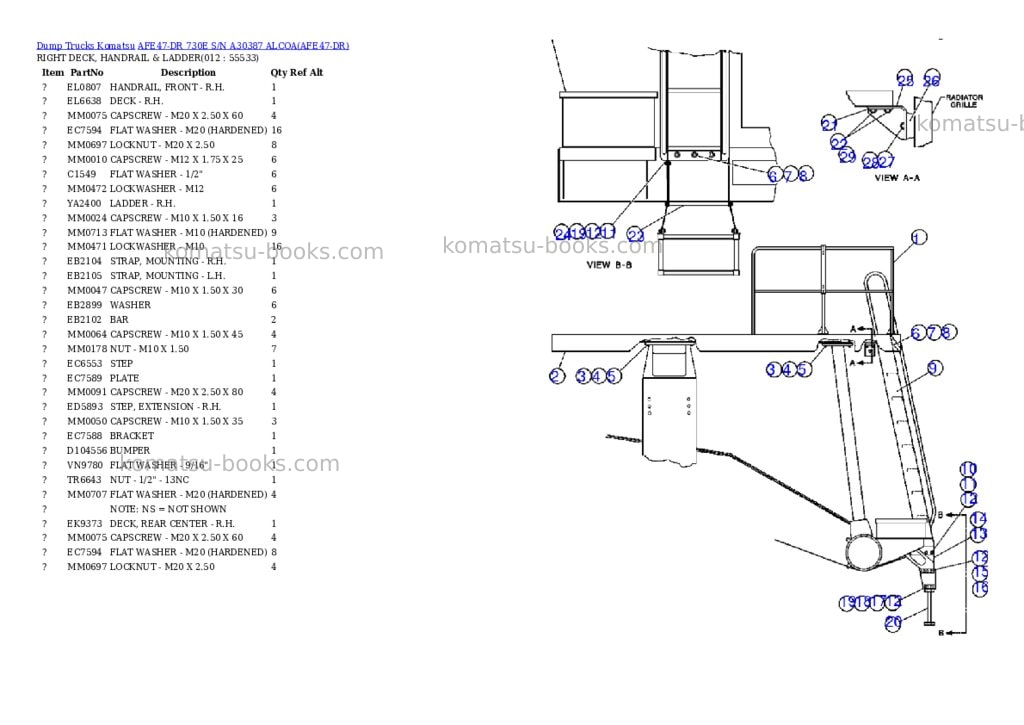 Komatsu afe47-dr 730e s/n a30387 alcoa Parts catalog cover Page 6 Komatsu afe47-dr 730e s/n a30387 alcoa Parts catalog cover Page 6