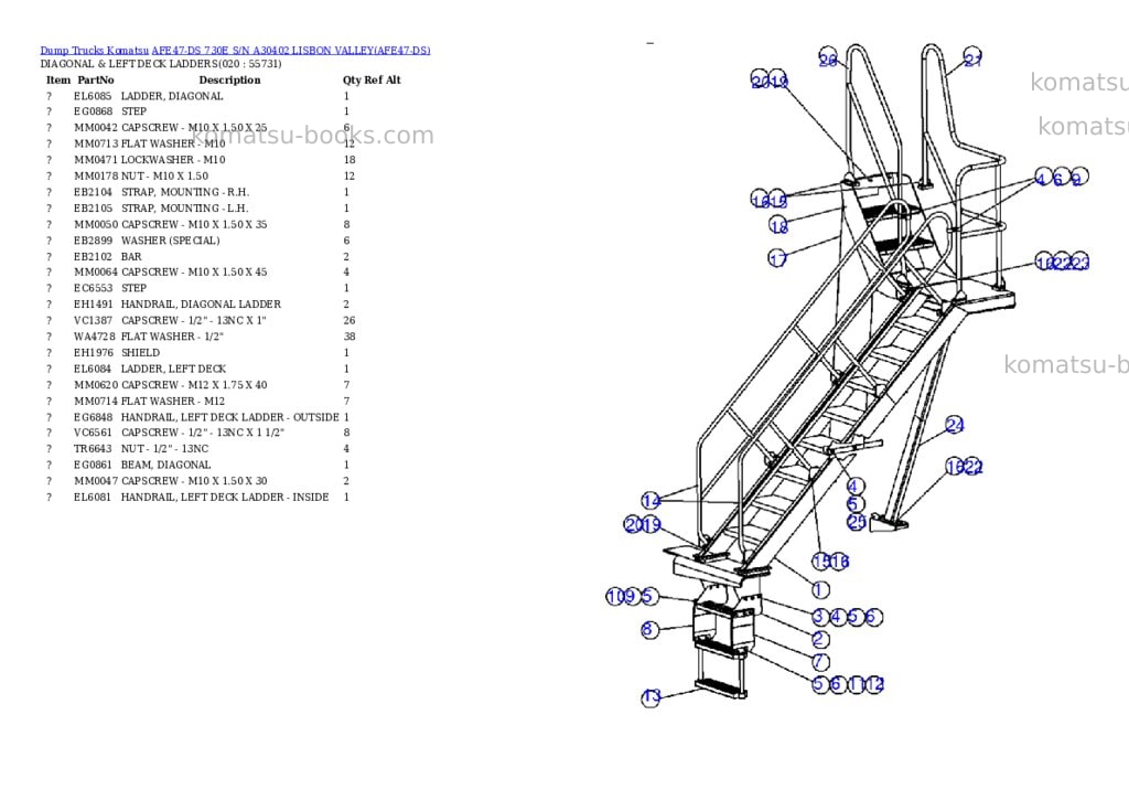 Komatsu afe47-ds 730e s/n a30402 lisbon valley Parts catalog cover Page 10 Komatsu afe47-ds 730e s/n a30402 lisbon valley Parts catalog cover Page 10