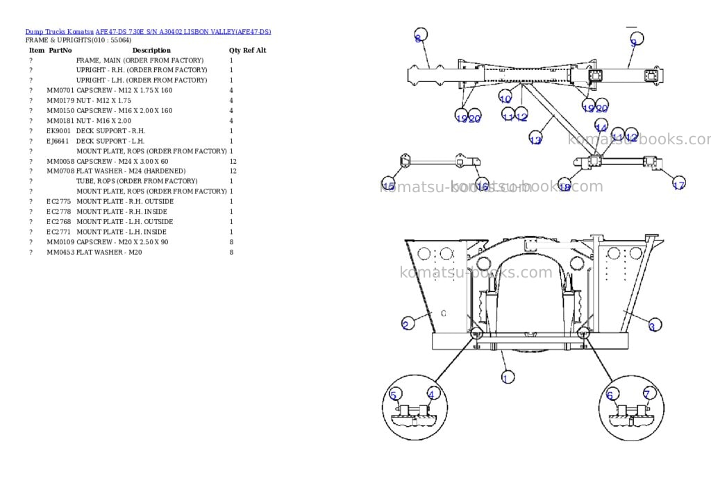 Komatsu afe47-ds 730e s/n a30402 lisbon valley Parts catalog cover Page 5 Komatsu afe47-ds 730e s/n a30402 lisbon valley Parts catalog cover Page 5