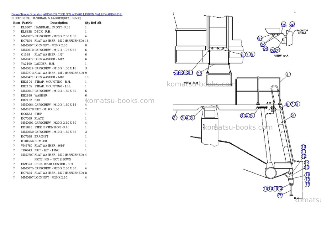 Komatsu afe47-ds 730e s/n a30402 lisbon valley Parts catalog cover Page 6 Komatsu afe47-ds 730e s/n a30402 lisbon valley Parts catalog cover Page 6