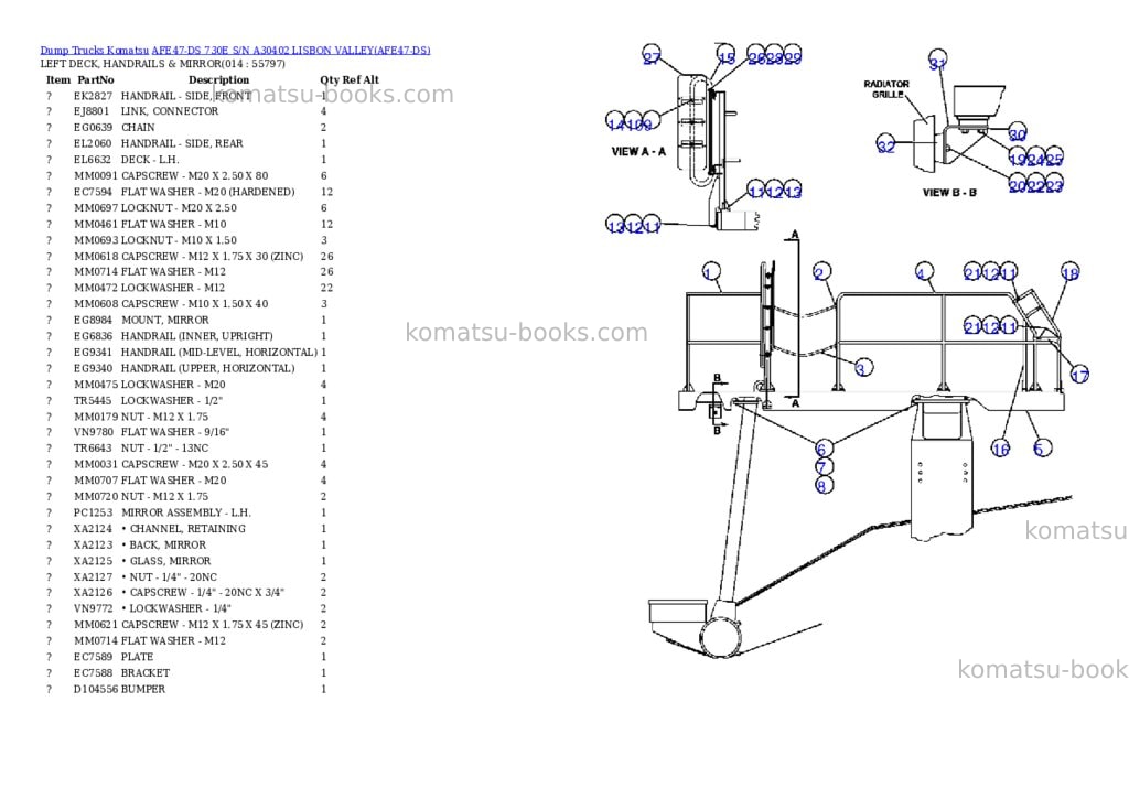 Komatsu afe47-ds 730e s/n a30402 lisbon valley Parts catalog cover Page 7 Komatsu afe47-ds 730e s/n a30402 lisbon valley Parts catalog cover Page 7