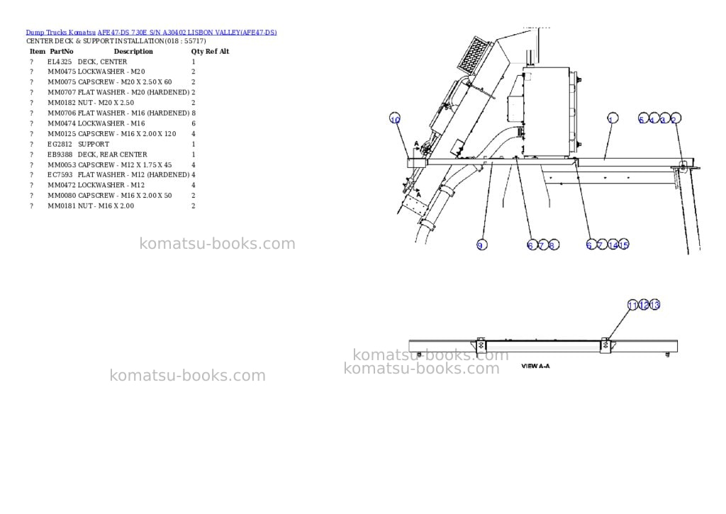 Komatsu afe47-ds 730e s/n a30402 lisbon valley Parts catalog cover Page 9 Komatsu afe47-ds 730e s/n a30402 lisbon valley Parts catalog cover Page 9