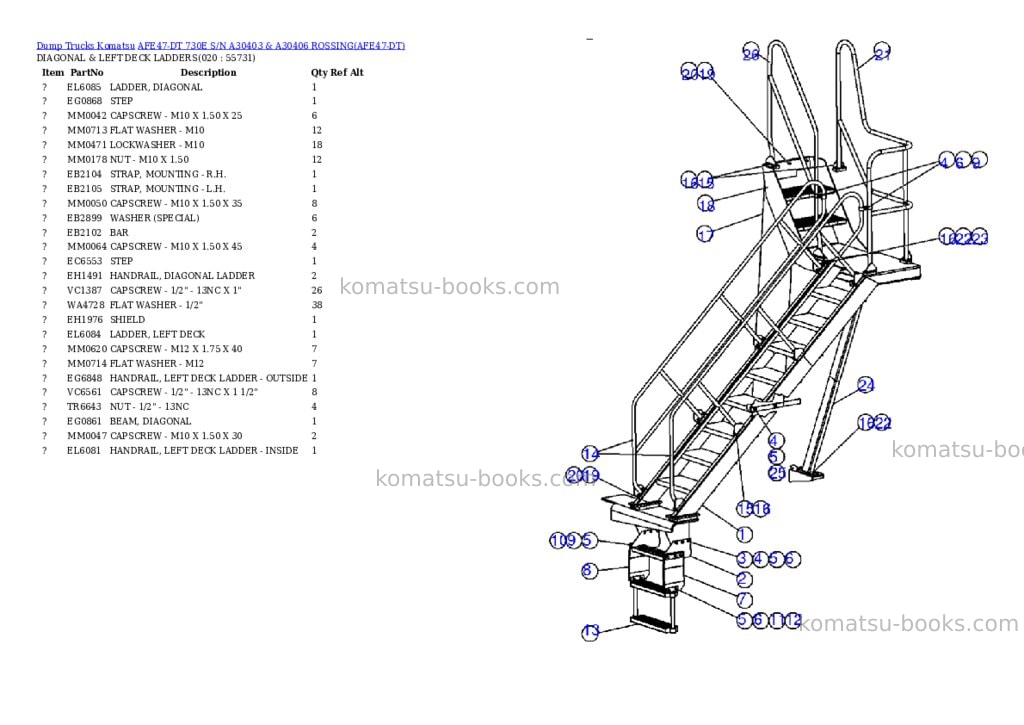 Komatsu afe47-dt 730e s/n a30403 & a30406 rossing Parts catalog cover Page 10