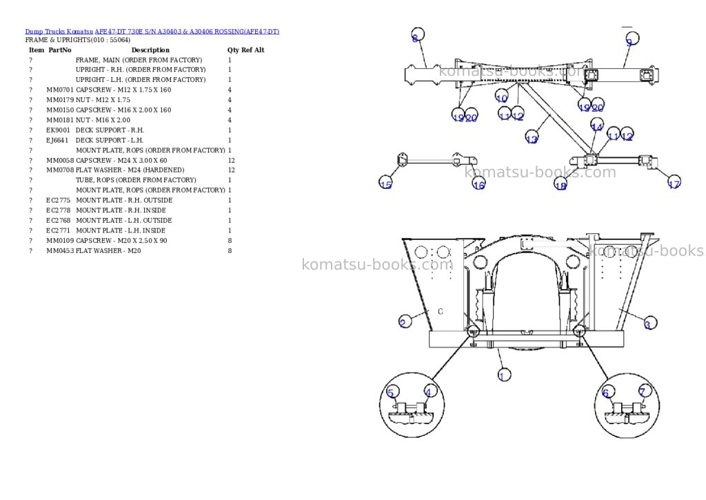 Komatsu afe47-dt 730e s/n a30403 & a30406 rossing Parts catalog cover Page 5