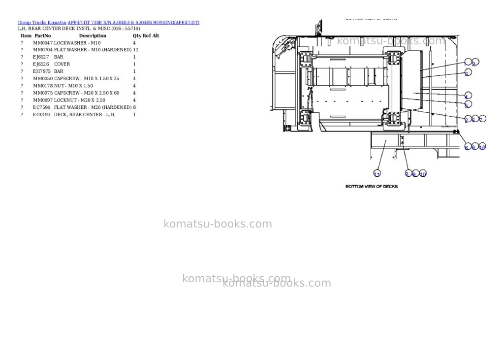 Komatsu afe47-dt 730e s/n a30403 & a30406 rossing Parts catalog cover Page 8