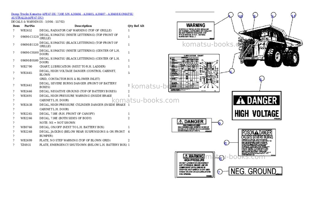 Komatsu afe47-du 730e s/n a30404 - a30405, a30407 - a30408 komatsu australia Parts catalog cover Komatsu afe47-du 730e s/n a30404 - a30405, a30407 - a30408 komatsu australia Parts catalog cover