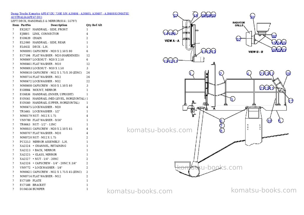 Komatsu afe47-du 730e s/n a30404 - a30405, a30407 - a30408 komatsu australia Parts catalog cover Page 6 Komatsu afe47-du 730e s/n a30404 - a30405, a30407 - a30408 komatsu australia Parts catalog cover Page 6