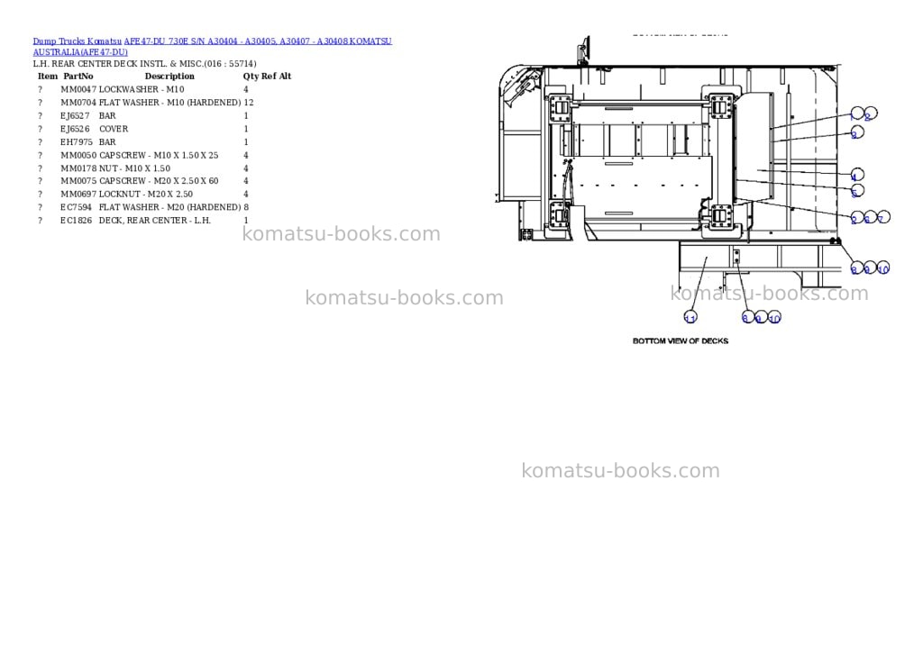 Komatsu afe47-du 730e s/n a30404 - a30405, a30407 - a30408 komatsu australia Parts catalog cover Page 7 Komatsu afe47-du 730e s/n a30404 - a30405, a30407 - a30408 komatsu australia Parts catalog cover Page 7