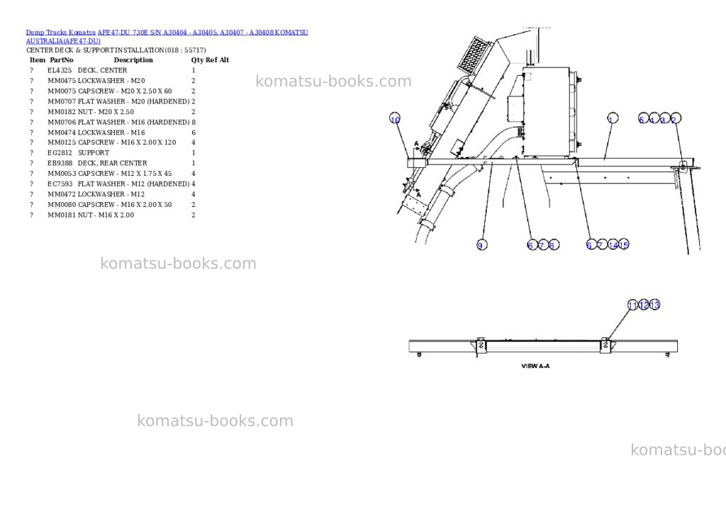 Komatsu afe47-du 730e s/n a30404 - a30405, a30407 - a30408 komatsu australia Parts catalog cover Page 8 Komatsu afe47-du 730e s/n a30404 - a30405, a30407 - a30408 komatsu australia Parts catalog cover Page 8