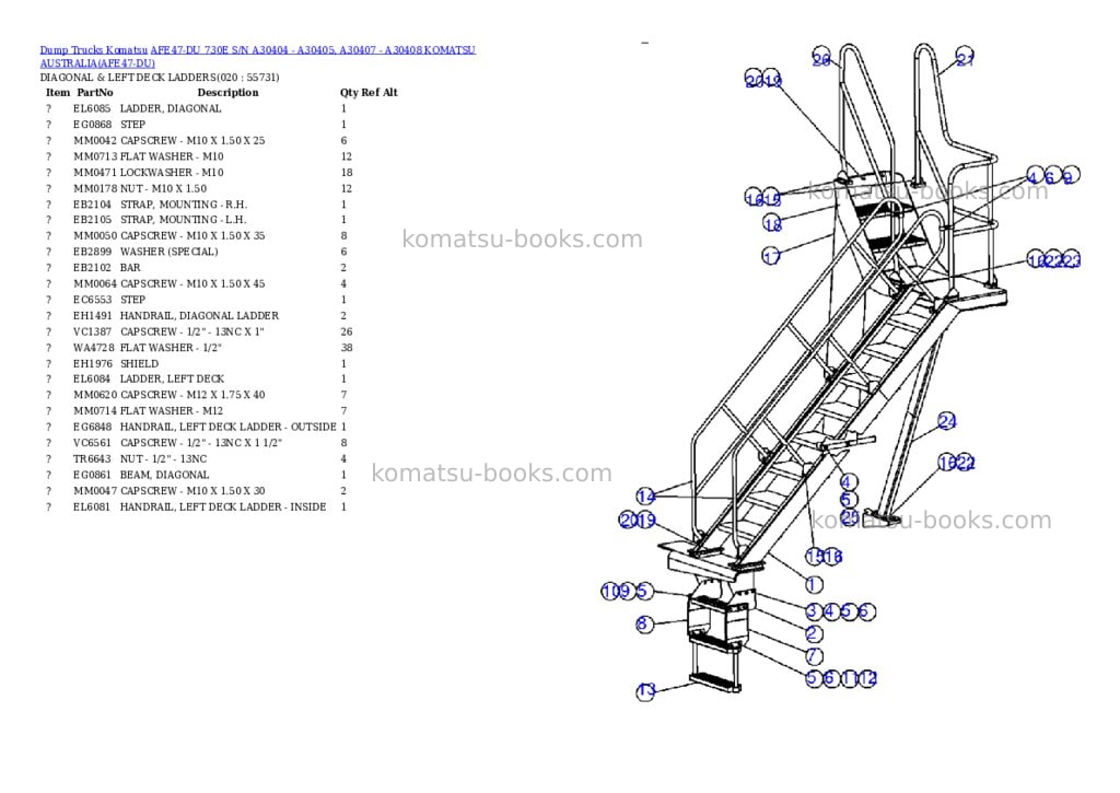 Komatsu afe47-du 730e s/n a30404 - a30405, a30407 - a30408 komatsu australia Parts catalog cover Page 9 Komatsu afe47-du 730e s/n a30404 - a30405, a30407 - a30408 komatsu australia Parts catalog cover Page 9