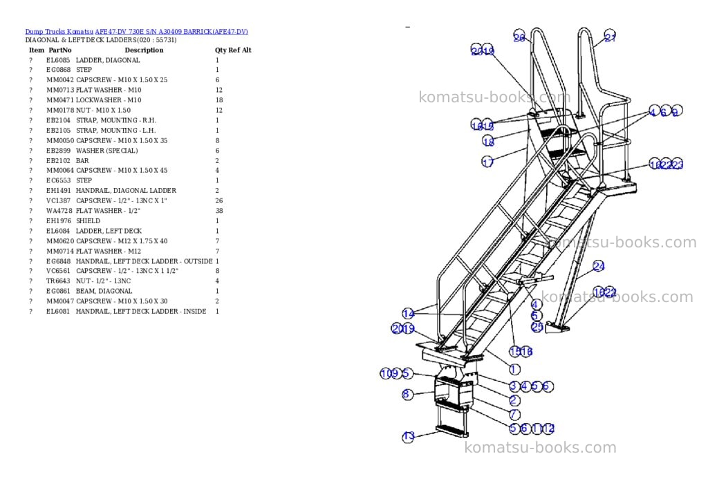 Komatsu afe47-dv 730e s/n a30409 barrick Parts catalog cover Page 10