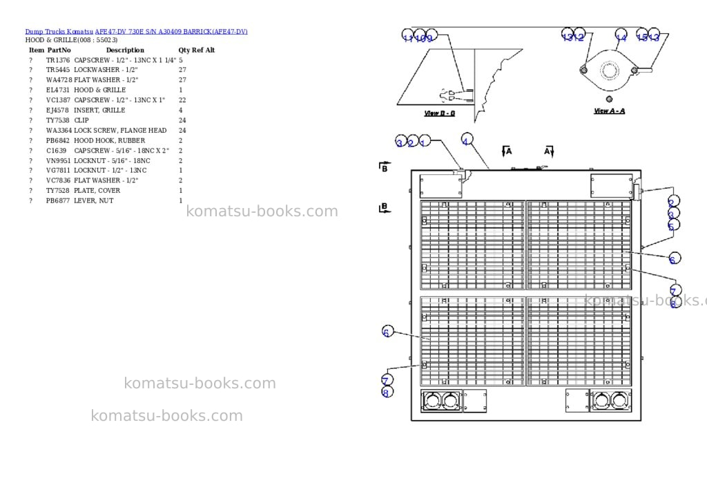 Komatsu afe47-dv 730e s/n a30409 barrick Parts catalog cover Page 4