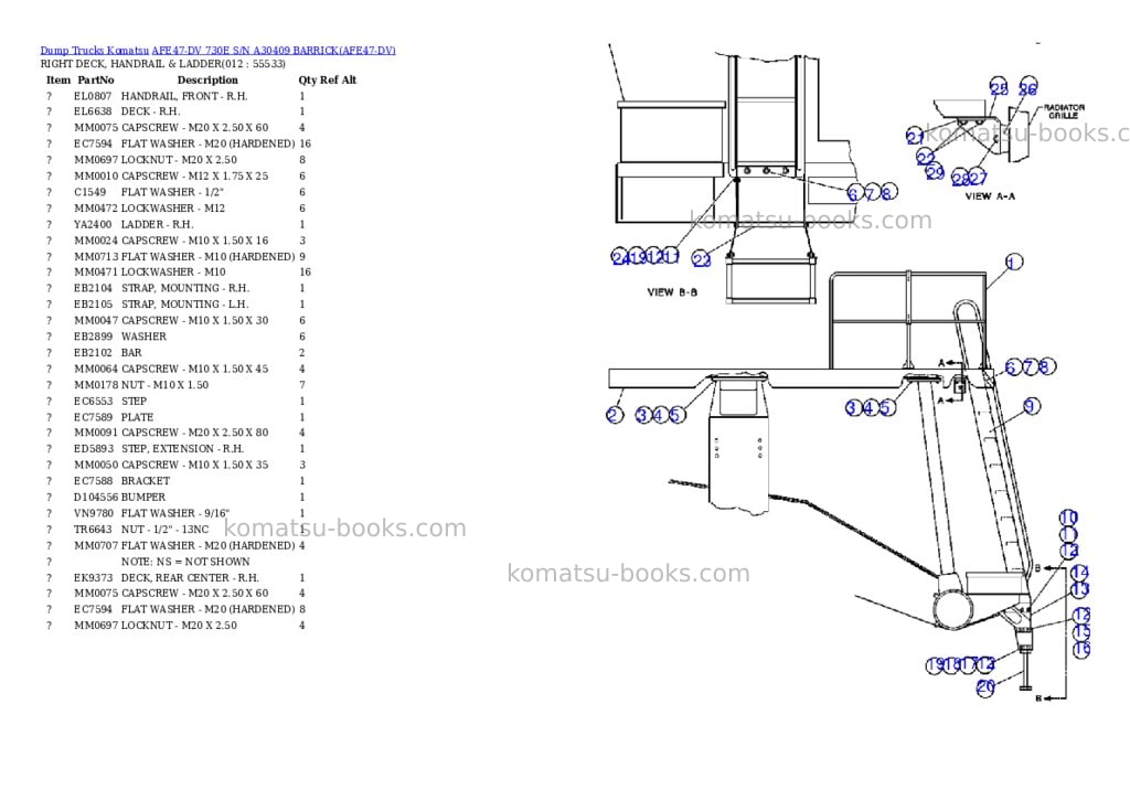 Komatsu afe47-dv 730e s/n a30409 barrick Parts catalog cover Page 6