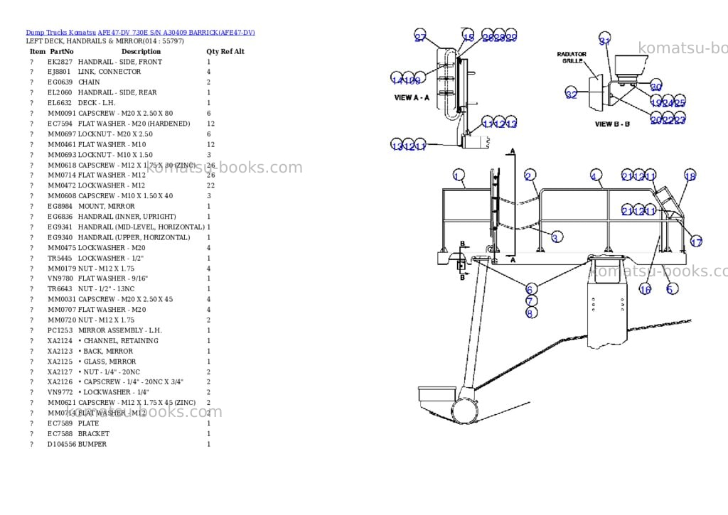 Komatsu afe47-dv 730e s/n a30409 barrick Parts catalog cover Page 7
