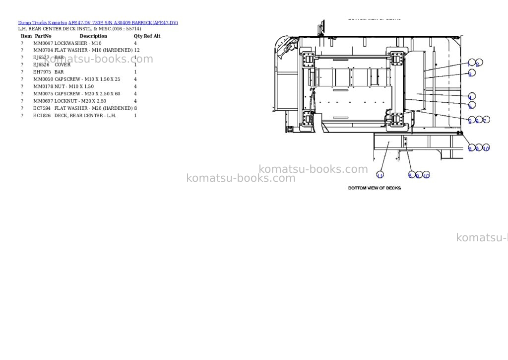 Komatsu afe47-dv 730e s/n a30409 barrick Parts catalog cover Page 8